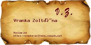 Vranka Zoltána névjegykártya